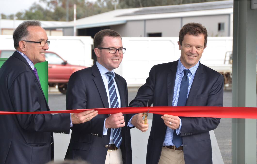 BEGINNINGS: Deputy Mayor Anthony Michael, Member for Northern Tablelands Adam Marshall and the Minister for Environment and Heritage Mark Speakman cut the ribbon to open the centre.