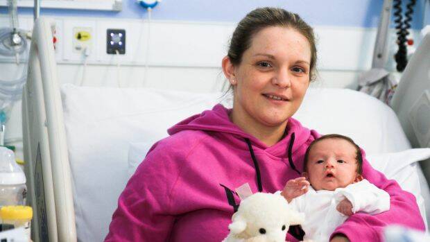 A month on from giving birth, Samantha Bulmer's home is a hospital room. Photo: Jorge Branco
