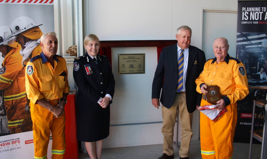 The Stonefield station opening - brigade deputy captain John Riley, NSW RFS assistant commissioner Rebel Talbert, Gwydir shire mayor John Coulton and Stonefield brigade captain David Farrell.