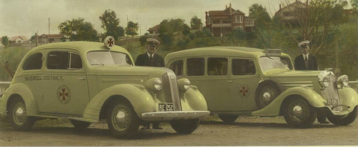 Always ready: Alf Pollard and Frank Arnott with the ambulance vehicles in 1938.