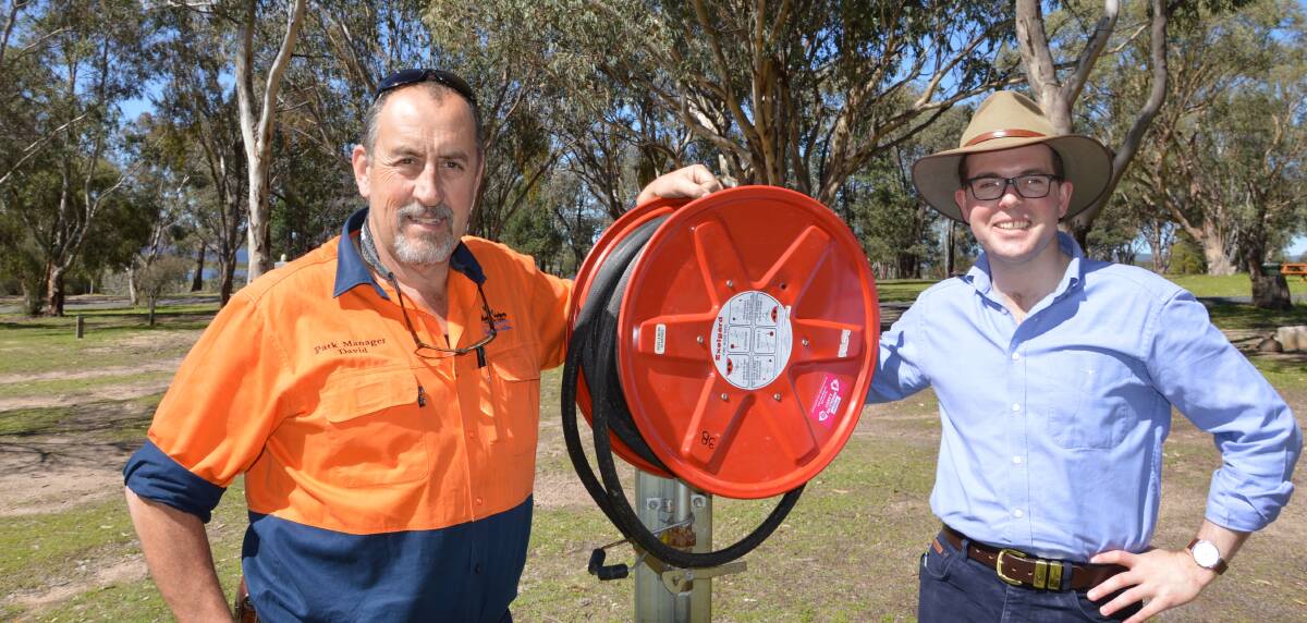 Safety first: Copeton Waters State Park manager David Allan, left, with Northern Tablelands MP Adam Marshall.