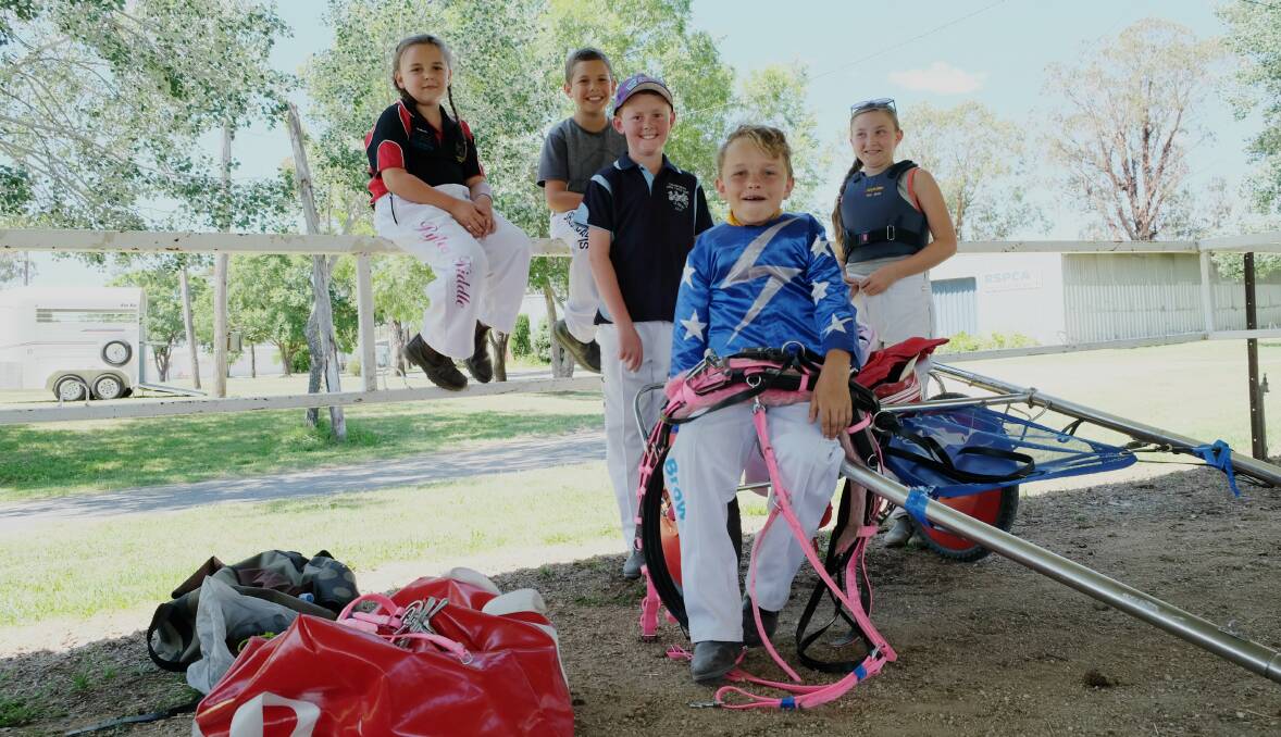 FAST FUTURE: Mini trotter drivers Rylee Kiddle, Jack Chapple, Brodhi Davis, Tanner Brown and Molly Ison. Photo by Michèle Jedlicka