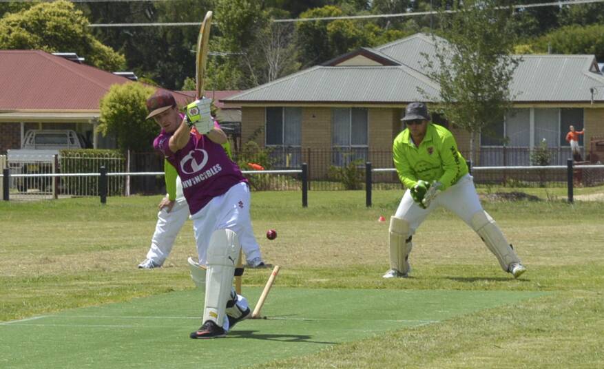 CLEAN BOWL: Invincibles' Jessie Williams didn't have much time for a run charge when he was bowled out for a duck by Staggy Creek.
