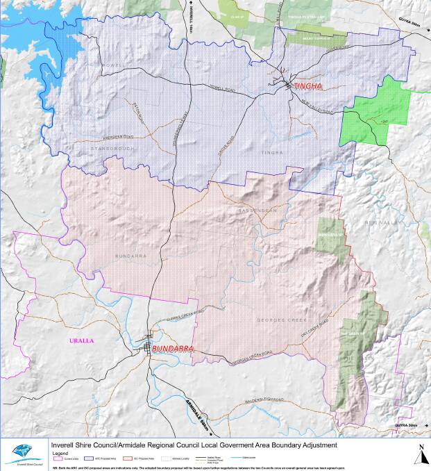 Boundaries: The opinion of residents within the red-shaded area have heavily leant toward moving to Inverell. 