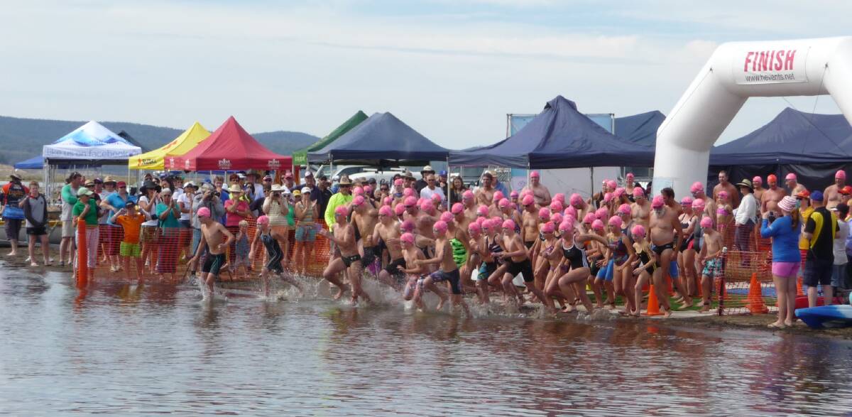 READY SET GO!: Entrants dashing into the dam in 2015. Registrations for 2017 look to far eclipse that year's event. Photo submitted by Alistair Williams
