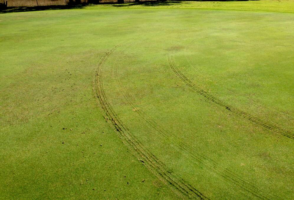 Damage on one of four greens at the Inverell Golf Club, committed by vandals on the night of August 20-21. Photo contributed by Adrian King