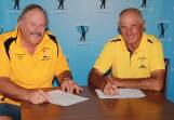 Simon Smith (Vets President) and Jim Shadlow (Vets Week of Golf Convenor)