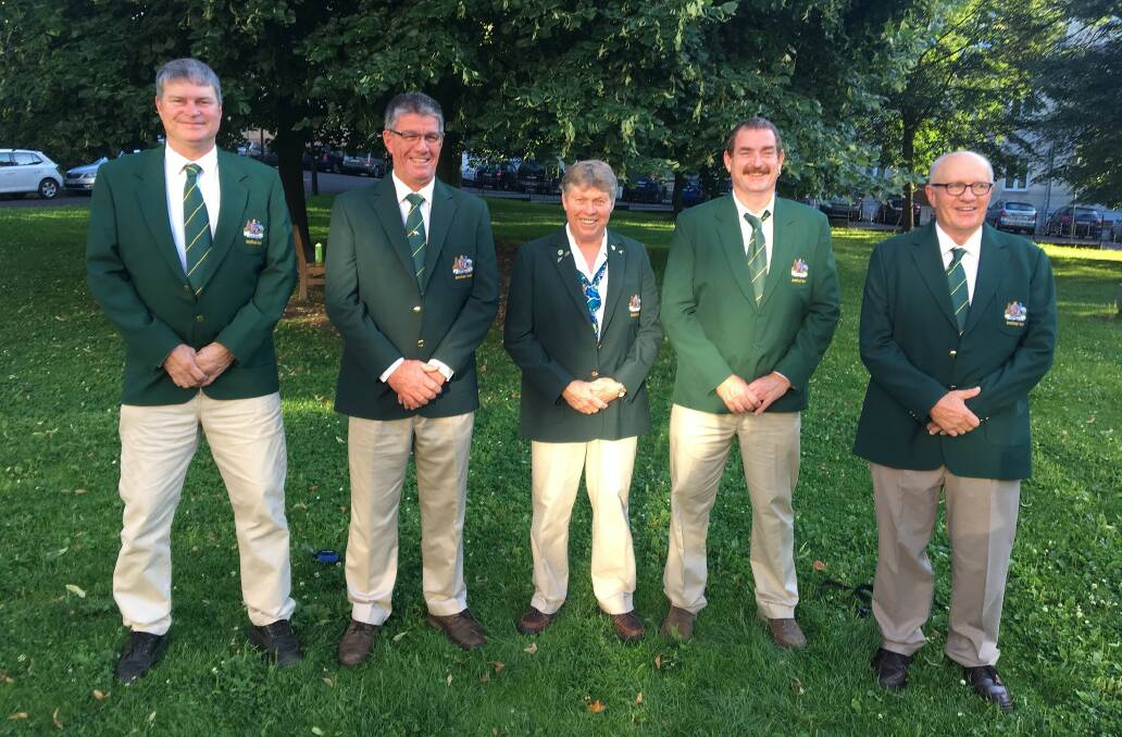 Top gun: Competing this weekend, will be Glen Anderson (second from right) who was a member of the Australian team participating at the World Cup for big bore, small bore and field pistol events in the Czech Republic in July. The team took the silver medal in all three events. 