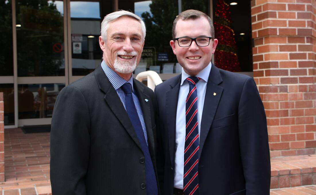 Step up: Inverell Shire Council mayor Paul Harmon with Member for Northern Tablelands Adam Marshall, who congratulated him on his nomination.