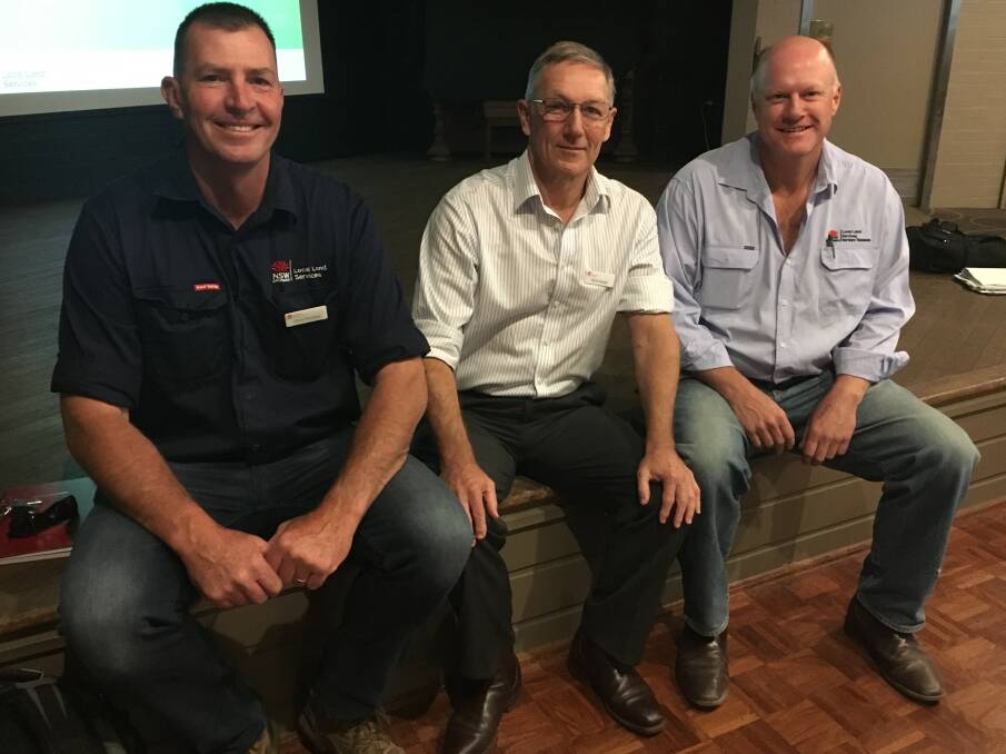 Reformed: At Tuesday's meeting on changes to native vegetation management legislation are: Christopher Perceval, Inverell LLS; Nick Savage, LLS regional director; and Andrew Davidson Tenterfield LLS. Photo: Heidi Gibson