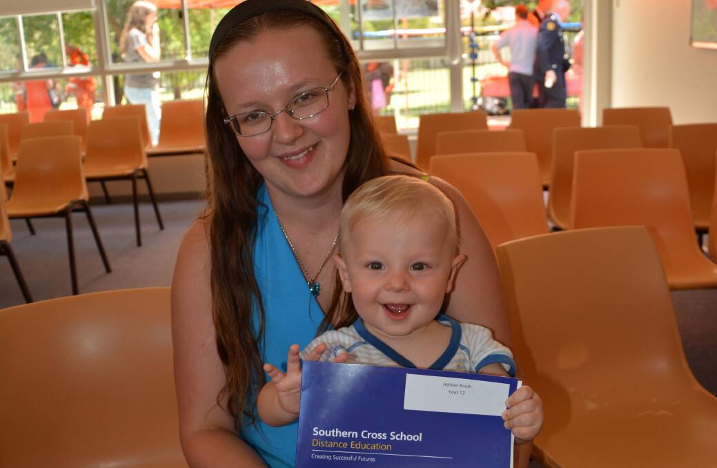 Student and mother: Ashlee South, with baby Connor, graduated from year 12 with an award for maths and she hopes to work in childcare.