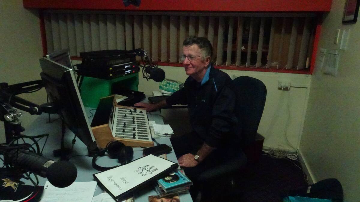 DJ Mike Williams took the STA FM microphone after retiring from the Centrelink offices across the road. 
