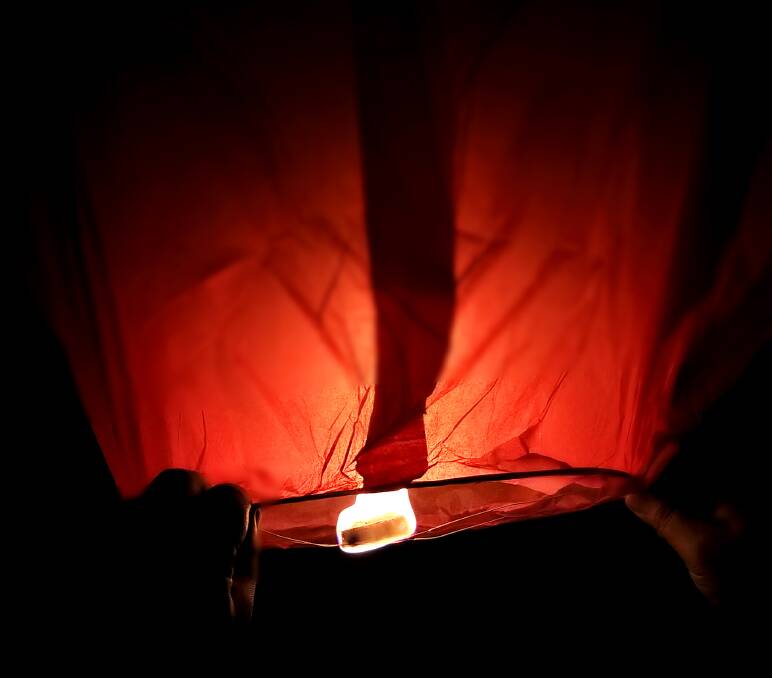 A sky lantern is a miniature, unmanned hot air balloon. Lighting an open fuel source in the lantern heats the air inside and lifts it into the sky.