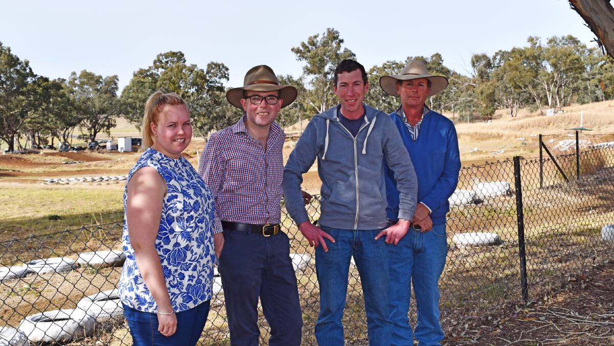 Inverell Speedway Trust Secretary Ashleigh Taylor, Northern Tablelands MP Adam Marshall, and trustees Brad Hannah and James Smith.