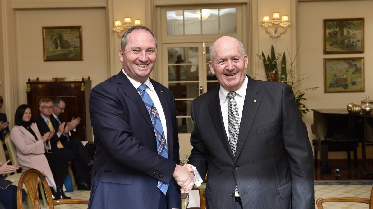 RETURN: Deputy Prime Minister and Member for New England, Barnaby Joyce and the Governor General, His Excellency, Sir Peter Cosgrove.