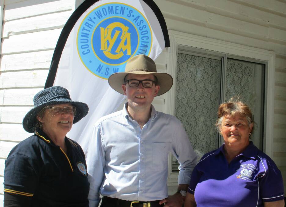 Delungra CWA president Gail Kirby, Member for Northern Tablelands Adam Marshall and Sue Shoemack.