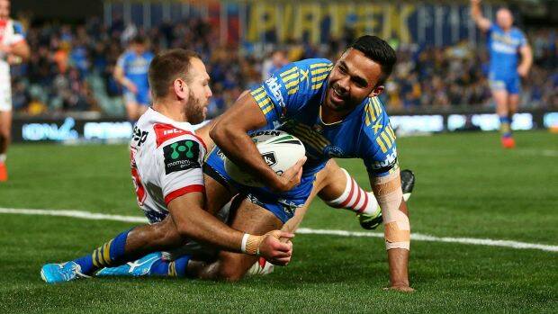Top talent: Bevan French scores a try during the round 25 NRL match between the Parramatta Eels and the St George Illawarra Dragons at Pirtek Stadium. Photo: Mark Nolan, SMH