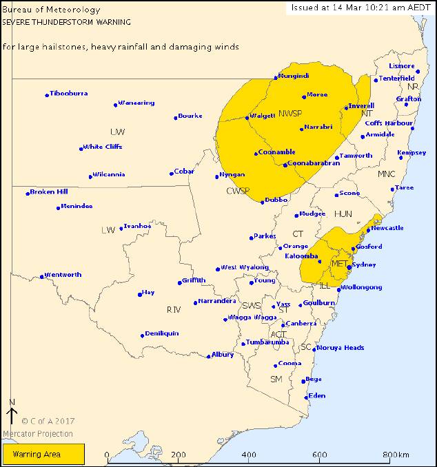 WARNING AREA: Photo sourced from Bureau of Meteorology.