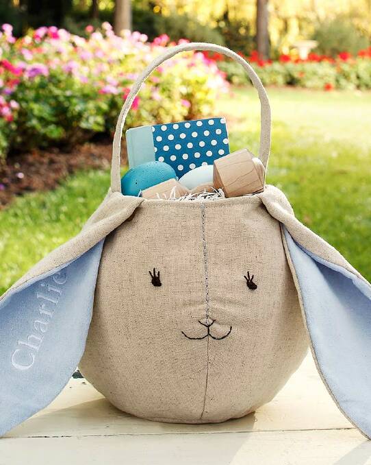 Pottery Barn Kids blue bunny linen Easter puffy bag $26.00. More information www.potterybarnkids.com.au Photo: Supplied