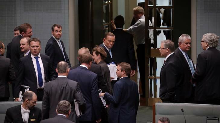 Prime Minister Tony Abbott departs Question Time on Monday. Photo: Andrew Meares