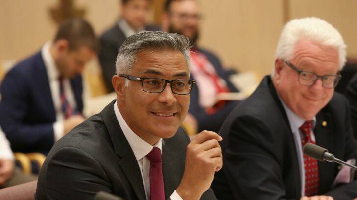 Ahmed Fahour outgoing MD and CEO of Australia Post and Chairman John Stanhope appeared before Senate estimates at Parliament House in Canberra on Monday 27 February 2017. Photo: Andrew Meares  Photo: Andrew Meares