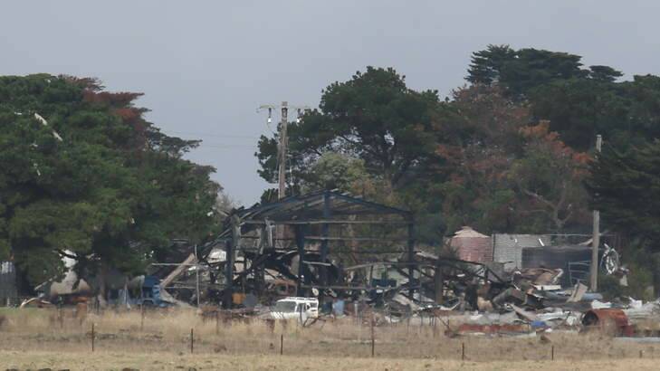 The scene of the explosion at Sanders' property in Derrinallum. Photo: Jarrod Woolley