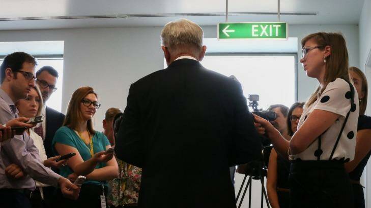 Outgoing Trade Minister Andrew Robb addresses the media following his retirement announcement Photo: Alex Ellinghausen