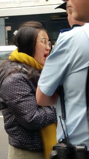 The upset student was questioned by police. Photo: Hannah Francis