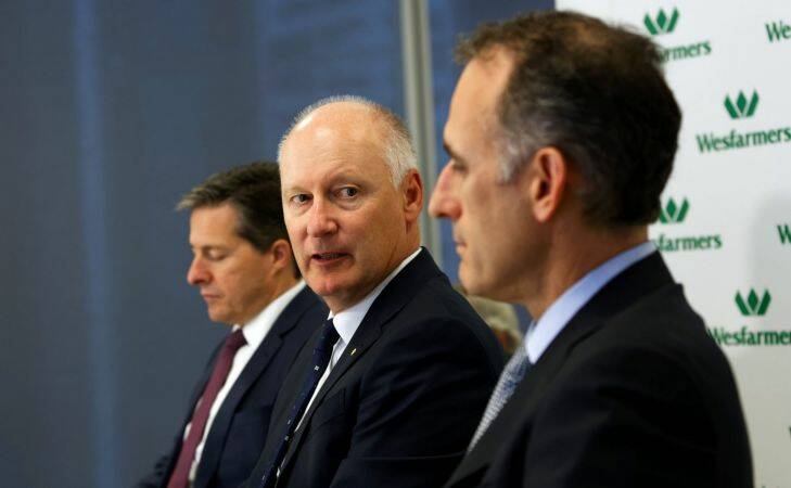 Wesfarmers media conference in Perth, Thursday 17 August with outgoing CEO Richard Goyder (pictured) and his replacement Rob Scott. photo by Trevor Collens .