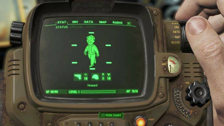 By your side: The Pip-Boy interface as it appears in-game in Fallout 4. Photo: Bethesda