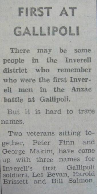 First Inverell men at gallipoli - Inv Times 1966
