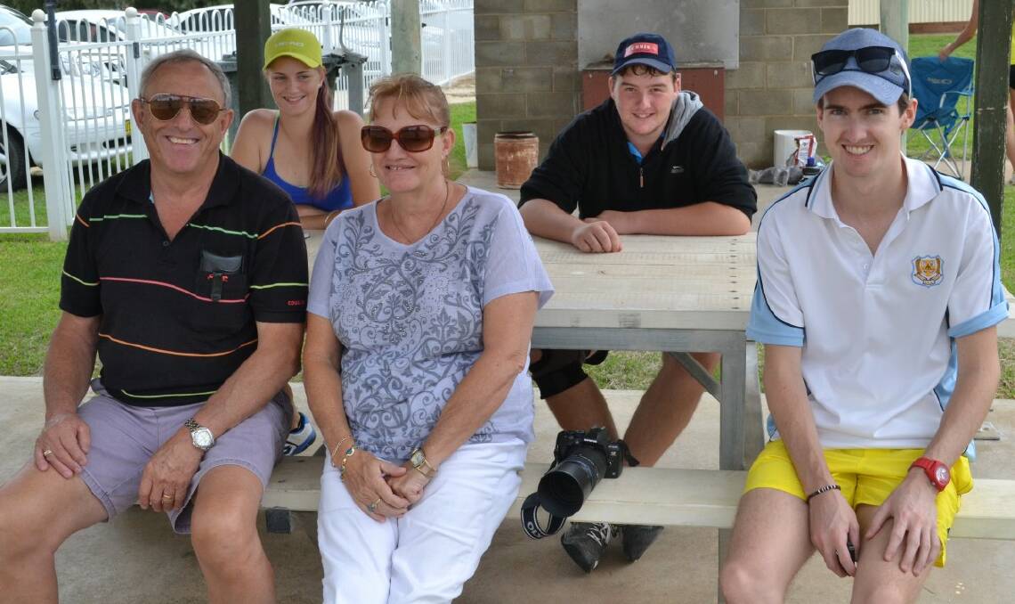 Jeff, Angela and Wendy George, Daniel Helsdingen and Asher Cribb at Inverell Tennis Courts. Photo No 8527