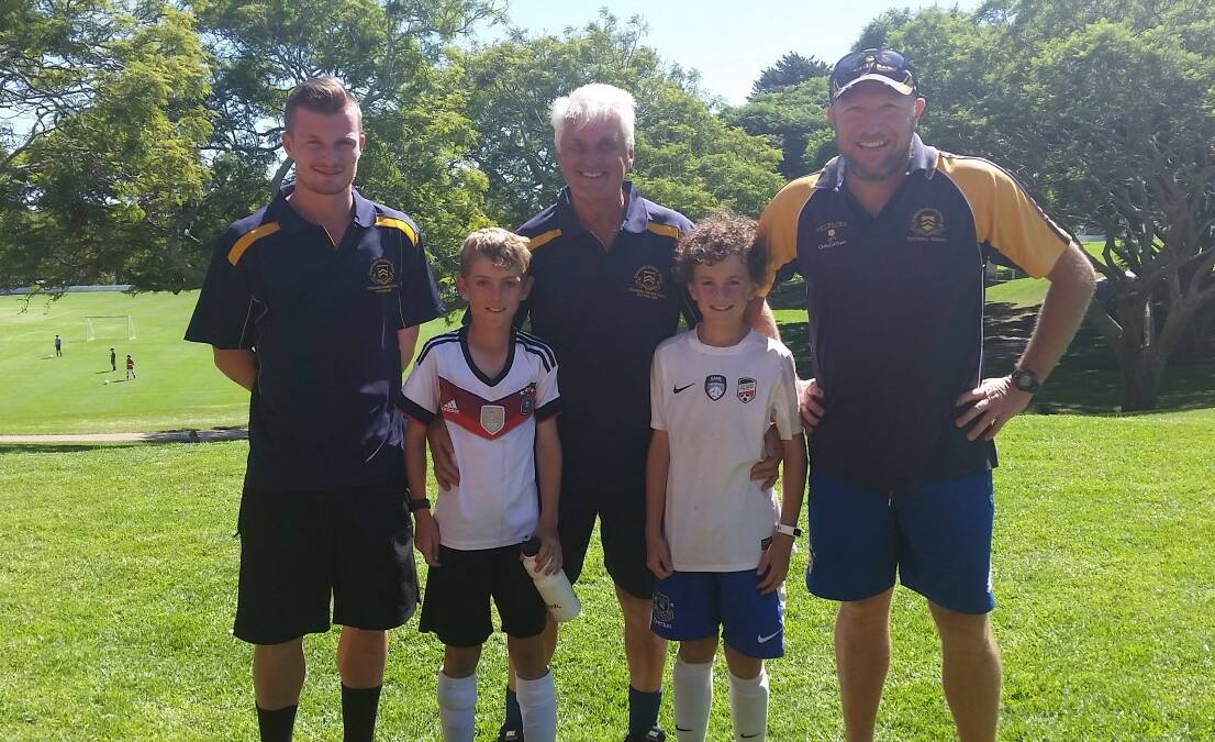 HARD WORK: Inverell juniors Isaac Browlett and Will Alliston with Jackson Haussler, Rale Rasic and Peter Broadfoot.