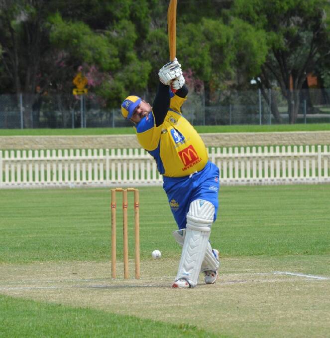 BATTLE FOR RUNS: Bobby Russell batting for Royal Rats who were bundled out of the competition on the   weekend by Staggy Creek.