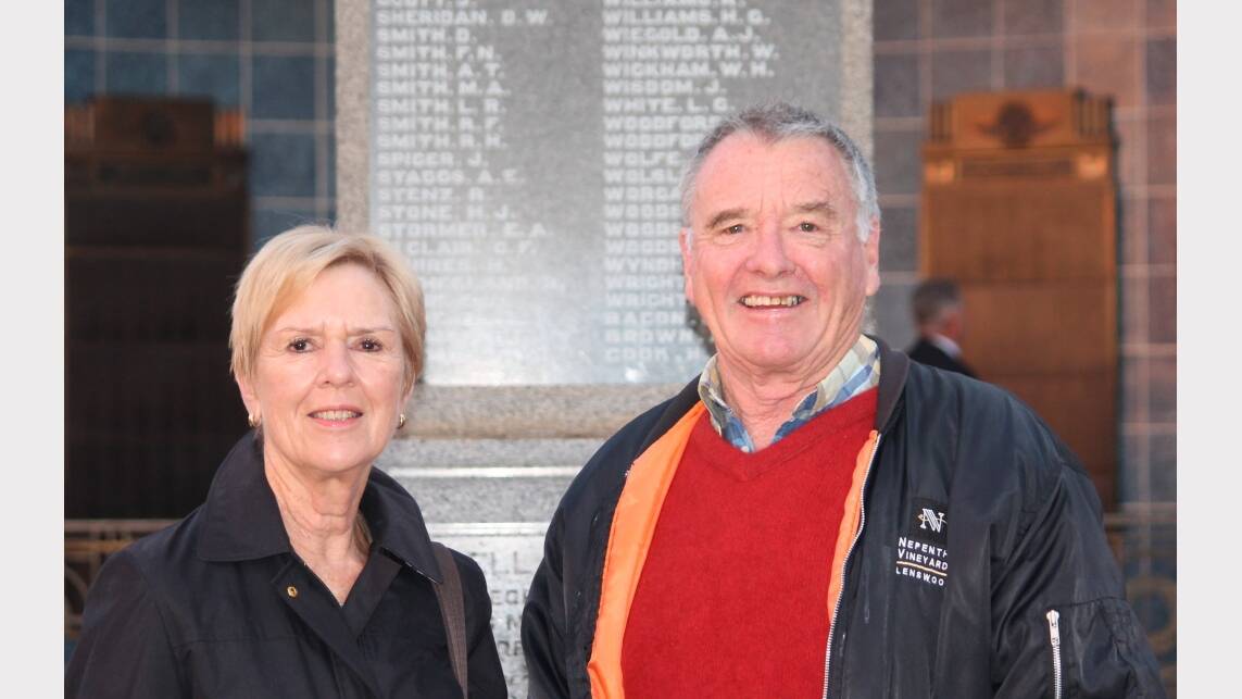 VISITORS: Sadrene and Brian Smith were at this morning's Dawn Service to remember two of Brian's fallen relatives.