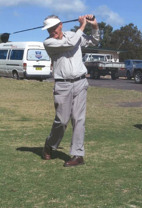 PRACTICE SWING: Ex-Inverell golfer Kevin Hoyt, now of Tamworth, loosens his swing before the tee-off.