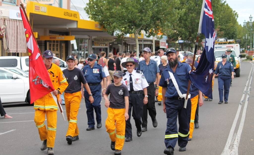 VOLUNTEERS: Representatives of the Rural Fire Service marched in the parade.