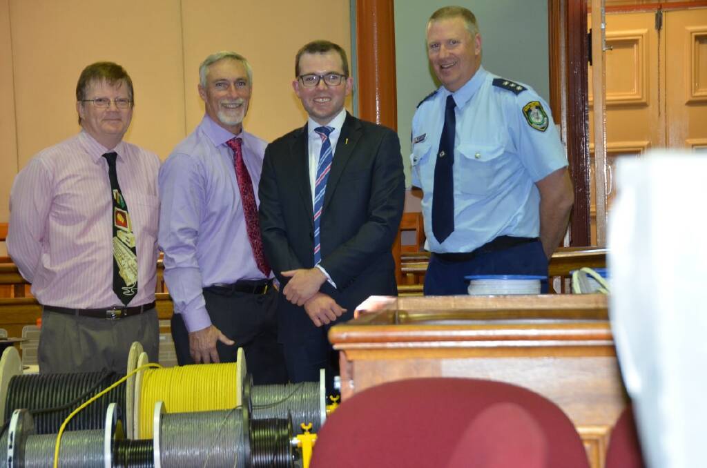 DIGITAL REVAMP: Registrar Wayne Fleming, Mayor Paul Harmon, Member for Northern Tablelands Adam Marshall and Acting Inspector Ross Chilcott have all welcomed the communications upgrade at Inverell Local Court.
