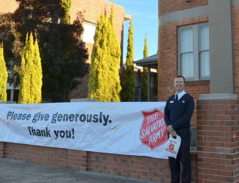 DONATION DAY: Salvation Army Captain Robert Mills said anyone wishing to help collect for Sunday’s appeal can meet at the Salvos’ hall on Sunday morning.