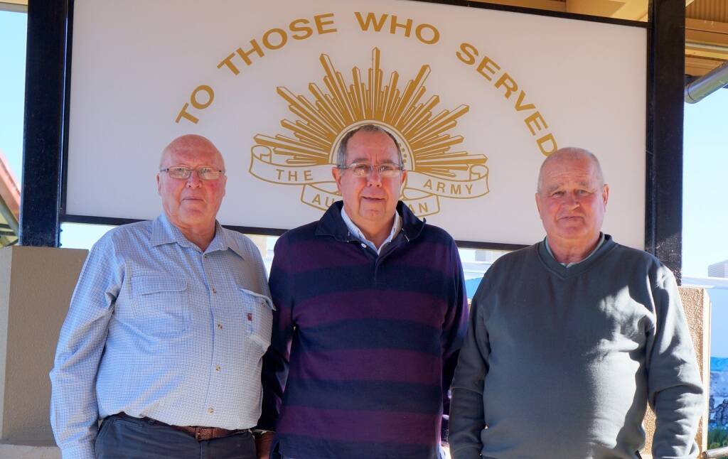 BEEN THERE: RSL sub-branch president Rod Schieb, secretary Graeme Clinch and pensions officer Brian McLennan have all served in Vietnam. 