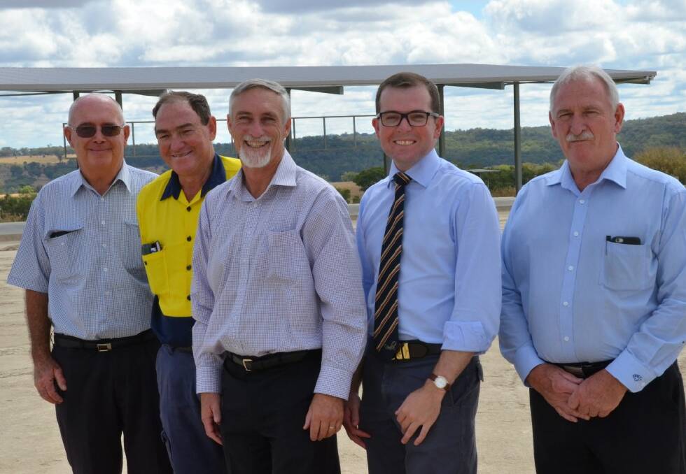 RESOURCES: Council manager for Environment Engineering Graham Bendeich, waste services manager Stephen Single, mayor Paul Harmon with the Member for Northern Tablelands Adam Marshall and environmental compliance co-ordinator Phil Sutton at the Inverell tip where the funding announcement was made.