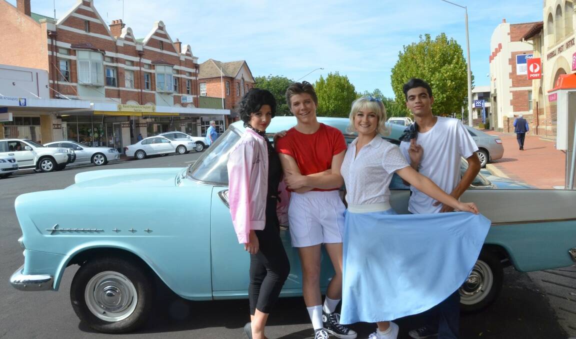 GREASE IS THE WORD: Maggie Thomas as Rizzo, Brendan Evans as Danny, Ashleigh Campbell as Sandy and Dean Davis as Roger.