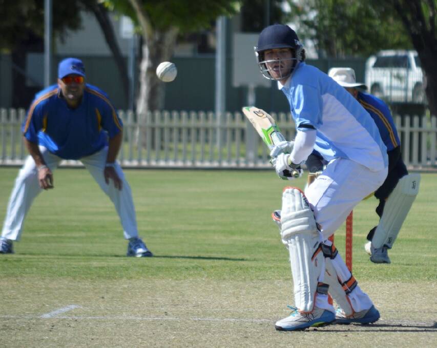 KNOCK: Joe smith batting for Square and Compass.