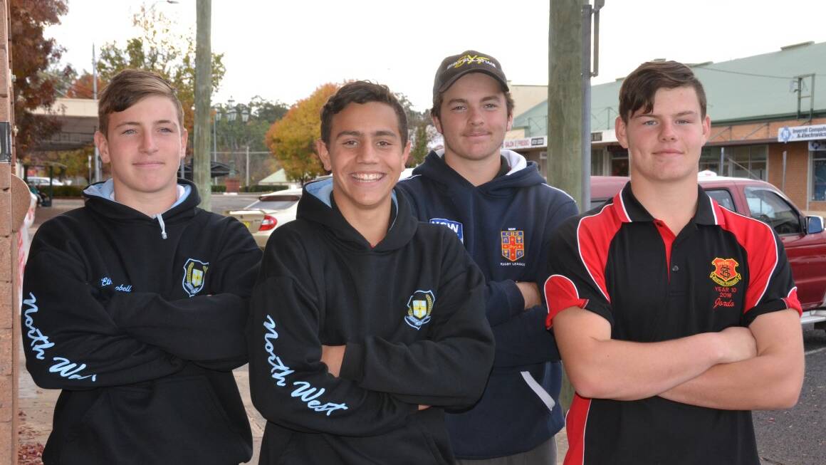 BOUND FOR CHS: Ethan Campbell, Liam Lazar, Mackenzie Bailey and Jordan Allen were members of the Greater Western Region team that played in Toronto for NSW Combined High Schools Secondary Rugby League state selection trials at the end of May.