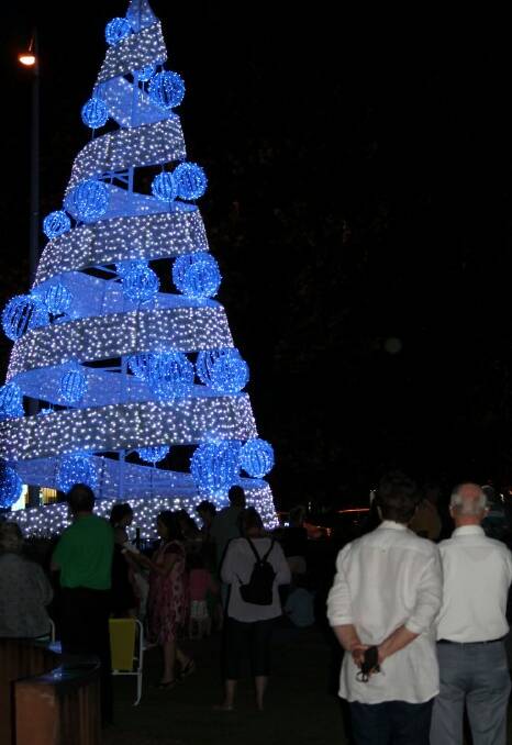 CELEBRATION: Inverell's new Christmas tree was powered up in front of about 200 people.