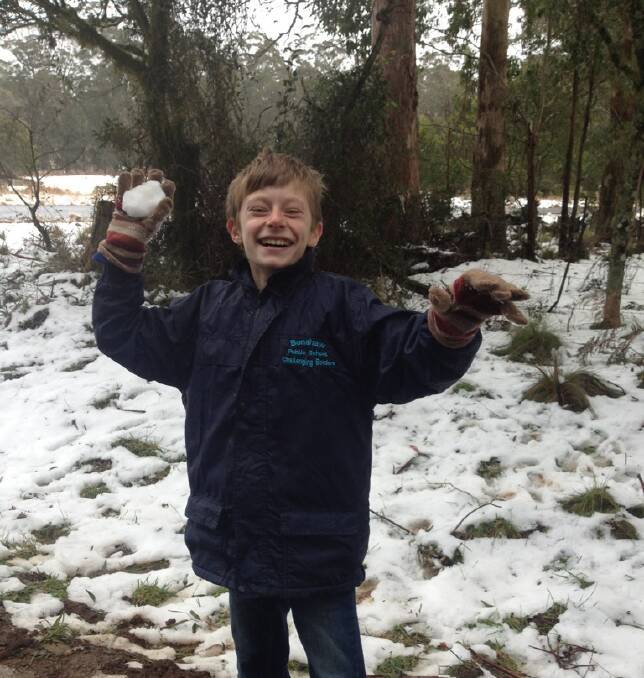 NEW EXPERIENCES: Tom saw snow for the first time on the way down to the NSW Cross country finals. Photo: by Michelle Ramsay
