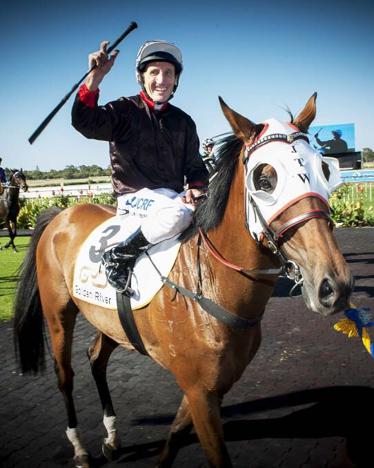 CHAMPIONS: Damien Oliver salutes the crowd after his win on Black Tycoon in the Perth Cup  earlier this year.