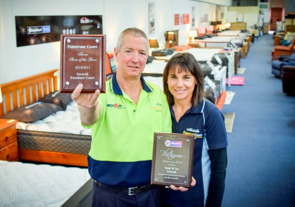 ON A ROLL: Local furniture stockers Ian and Michelle Rees have collected two awards for increased sales over the past financial year.
