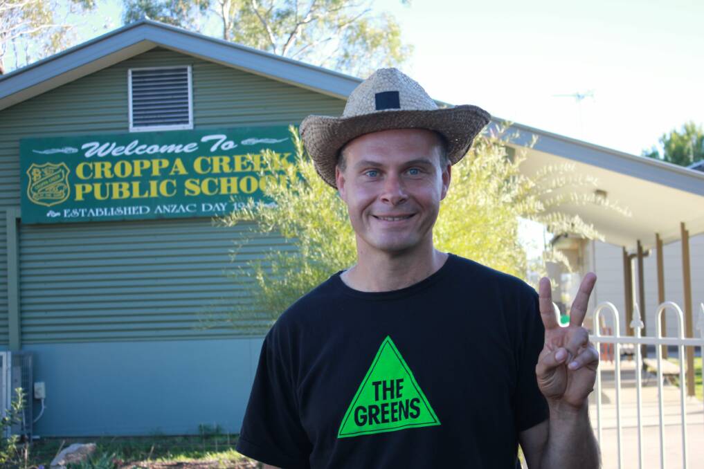 Greens candidate Mercurius Goldstein cast his vote at Croppa Creek.