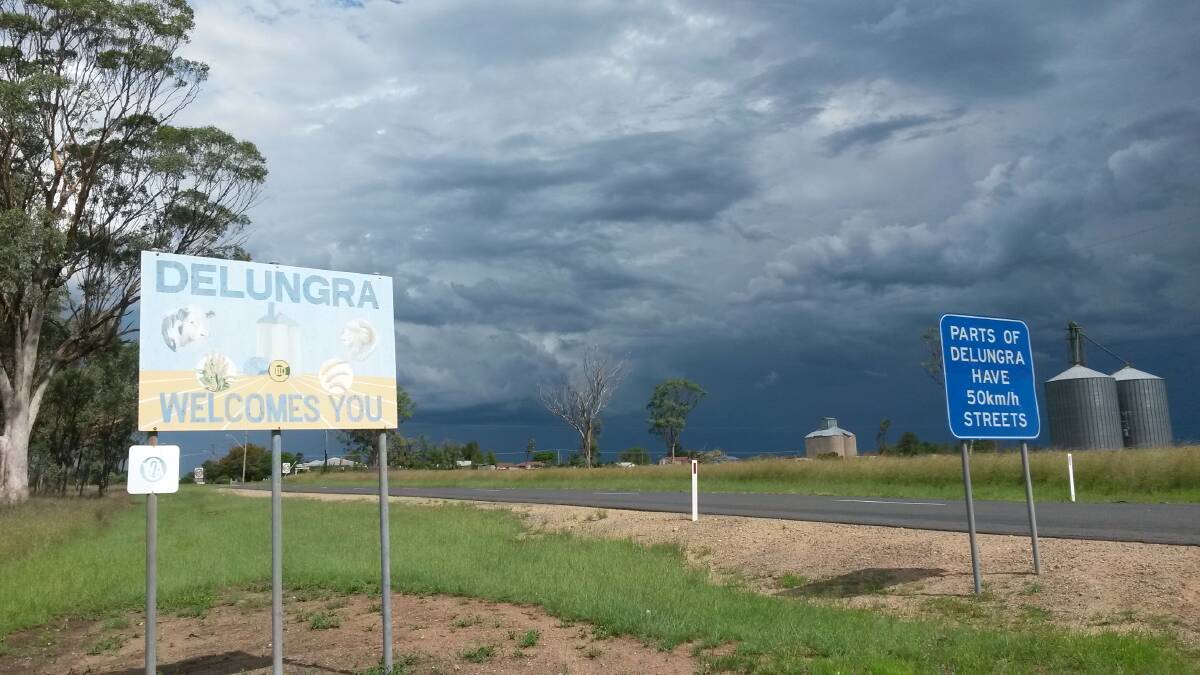 Dark clouds over Delungra on Australia Day.